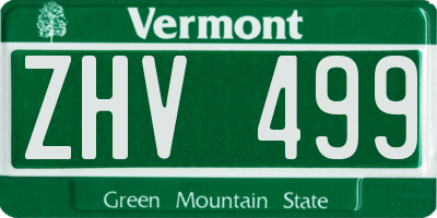 VT license plate ZHV499
