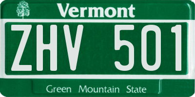 VT license plate ZHV501