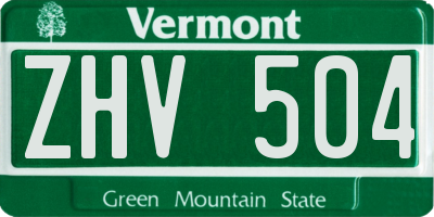 VT license plate ZHV504