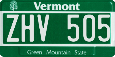 VT license plate ZHV505