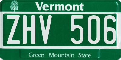 VT license plate ZHV506