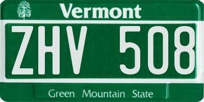 VT license plate ZHV508