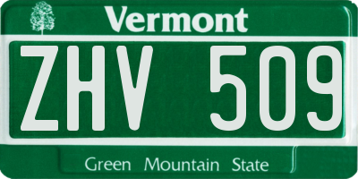 VT license plate ZHV509