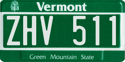 VT license plate ZHV511