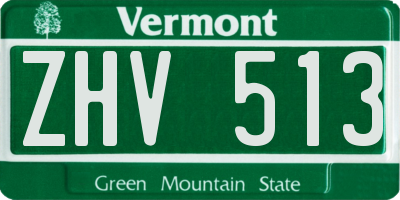 VT license plate ZHV513