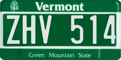 VT license plate ZHV514
