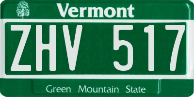 VT license plate ZHV517