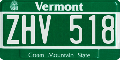 VT license plate ZHV518