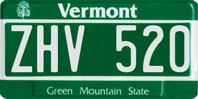 VT license plate ZHV520