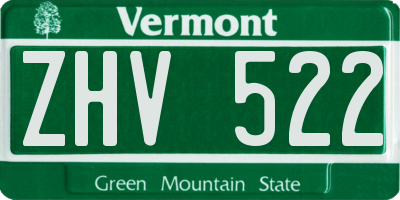 VT license plate ZHV522
