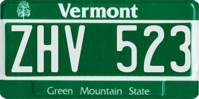 VT license plate ZHV523