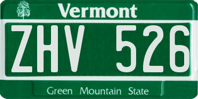 VT license plate ZHV526