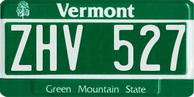VT license plate ZHV527