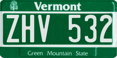 VT license plate ZHV532