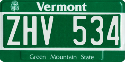 VT license plate ZHV534