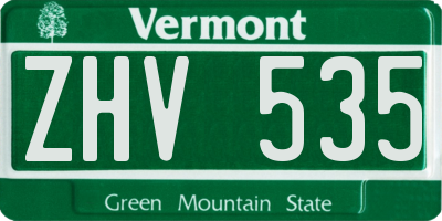VT license plate ZHV535