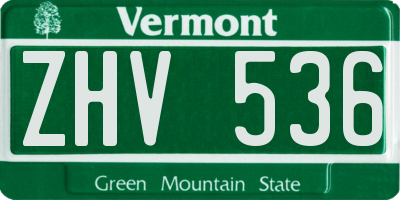 VT license plate ZHV536