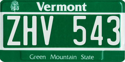 VT license plate ZHV543