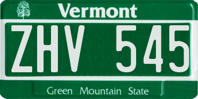 VT license plate ZHV545