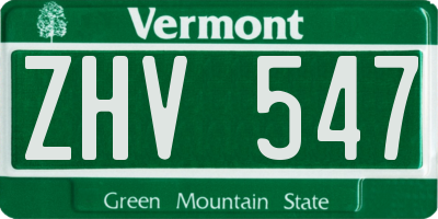 VT license plate ZHV547