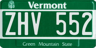 VT license plate ZHV552