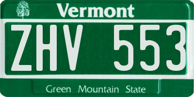 VT license plate ZHV553