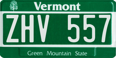 VT license plate ZHV557