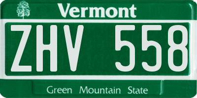 VT license plate ZHV558
