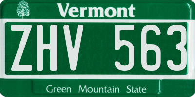 VT license plate ZHV563