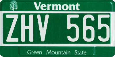 VT license plate ZHV565