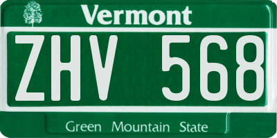 VT license plate ZHV568
