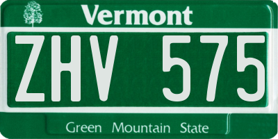 VT license plate ZHV575