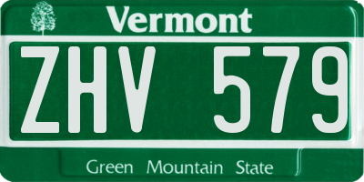 VT license plate ZHV579