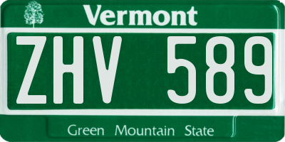 VT license plate ZHV589