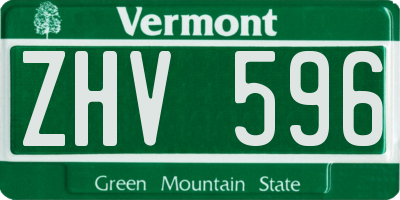 VT license plate ZHV596