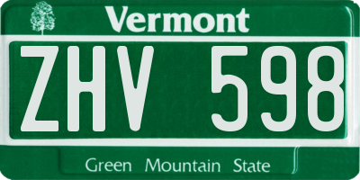 VT license plate ZHV598