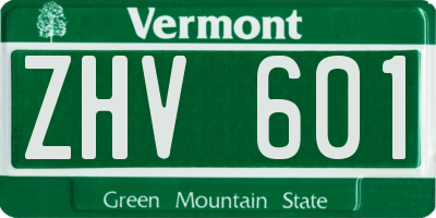 VT license plate ZHV601