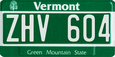 VT license plate ZHV604