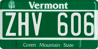 VT license plate ZHV606