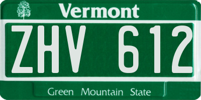 VT license plate ZHV612