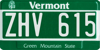 VT license plate ZHV615