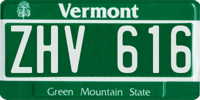 VT license plate ZHV616