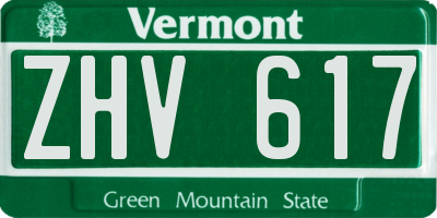 VT license plate ZHV617
