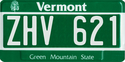 VT license plate ZHV621