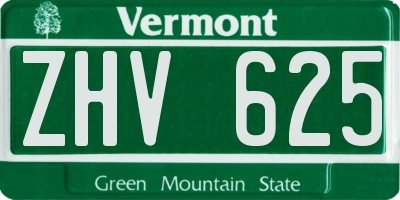 VT license plate ZHV625