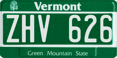VT license plate ZHV626
