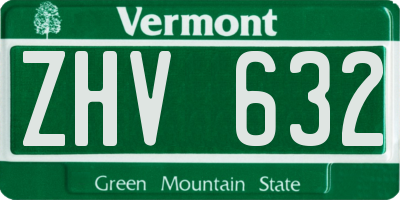 VT license plate ZHV632