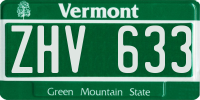 VT license plate ZHV633