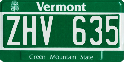 VT license plate ZHV635