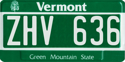 VT license plate ZHV636